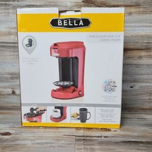Bella One Scoop One Cup Single Serve Coffee Maker Red 13711 with Ceramic Mug